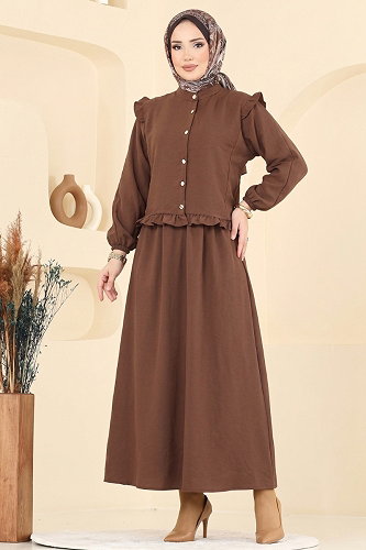 moda selvim طقم بني 113NZRK1200 - Thumbnail