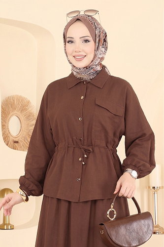 moda selvim طقم بني 114NZRK1200 - Thumbnail