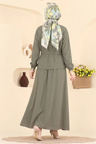 moda selvim طقم أخضر عفني فاتح 114NZRK1200 - Thumbnail