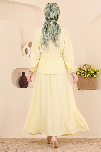 moda selvim طقم أصفر ليموني فاتح 114NZRK1200 - Thumbnail