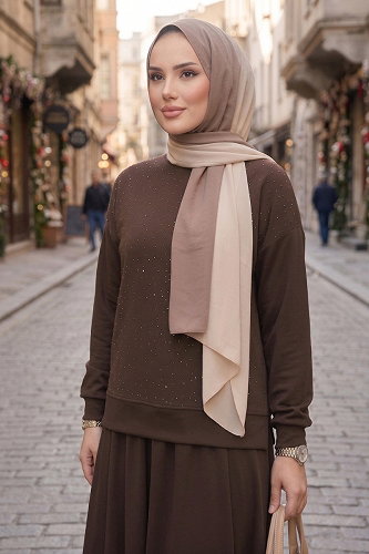 moda selvim طقم بني 115NZRK1200 - Thumbnail