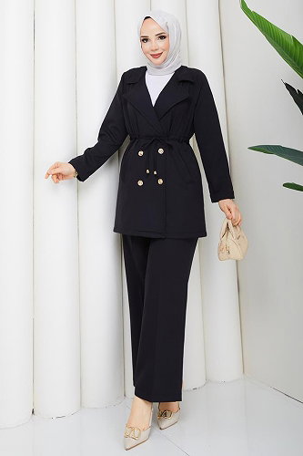 moda selvim طقم أسود 1233MP806 - Thumbnail