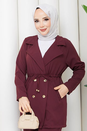 moda selvim طقم خمري 1233MP806 - Thumbnail