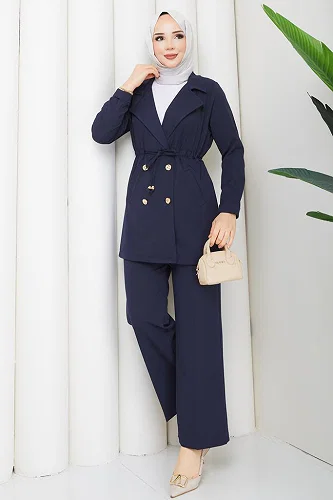 moda selvim طقم كحلي 1233MP806 - Thumbnail