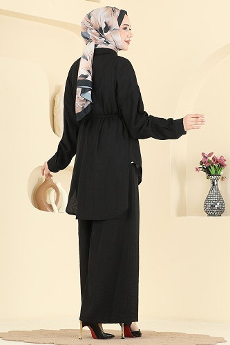 moda selvim طقم أسود 123NZRK1200 - Thumbnail