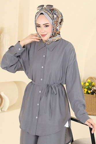 moda selvim طقم رمادي 123NZRK1200 - Thumbnail