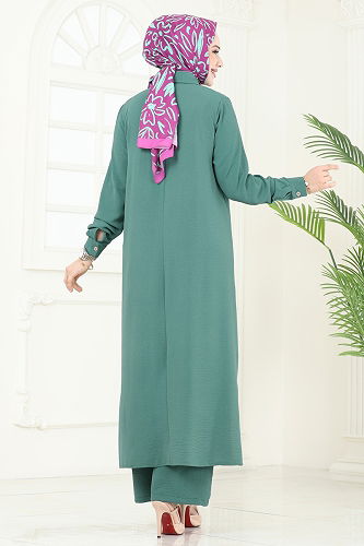 moda selvim طقم أخضر باهت 1251BM387 - Thumbnail