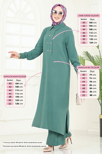 moda selvim طقم أخضر باهت 1251BM387 - Thumbnail