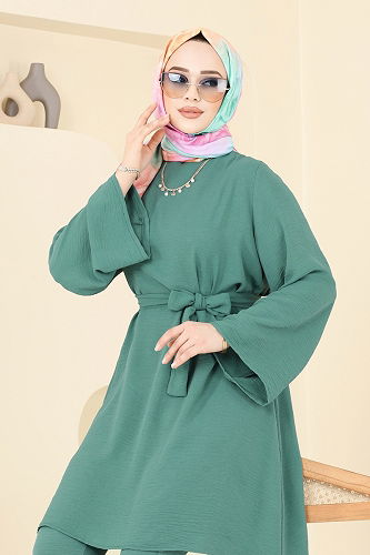 moda selvim طقم أخضر باهت 1252BM387 - Thumbnail