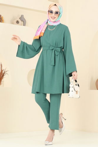 moda selvim طقم أخضر باهت 1252BM387 - Thumbnail