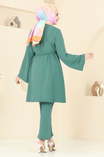 moda selvim طقم أخضر باهت 1252BM387 - Thumbnail