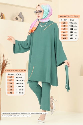 moda selvim طقم أخضر باهت 1252BM387 - Thumbnail