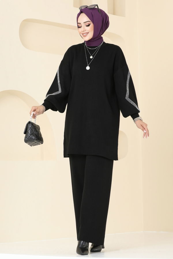 Modaselvim Hijab Combinations Combined 12549KL398 Black