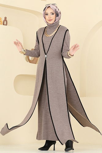 moda selvim طقم بيج غامق 12609KL398 - Thumbnail