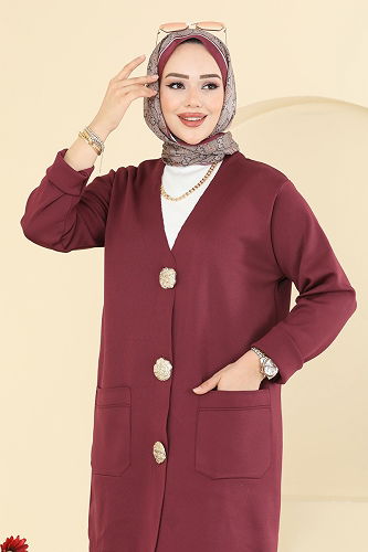 moda selvim طقم خمري 12611KL398 - Thumbnail