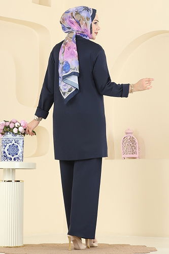 moda selvim طقم كحلي 12611KL398 - Thumbnail