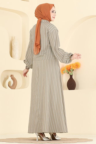 moda selvim طقم بيج غامق 126NZRK1200 - Thumbnail