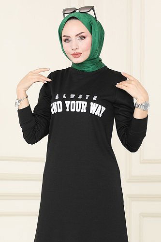 moda selvim طقم اسود سكري 130DVL817 - Thumbnail