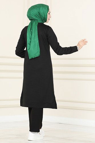 moda selvim طقم اسود سكري 130DVL817 - Thumbnail