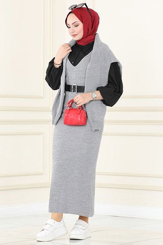 moda selvim طقم رمادي 1327MT581 - Thumbnail