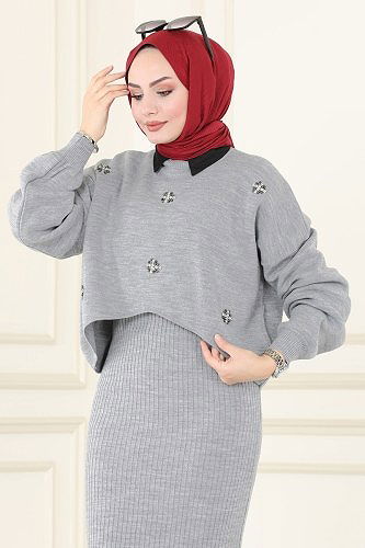 moda selvim طقم رمادي 1327MT581 - Thumbnail