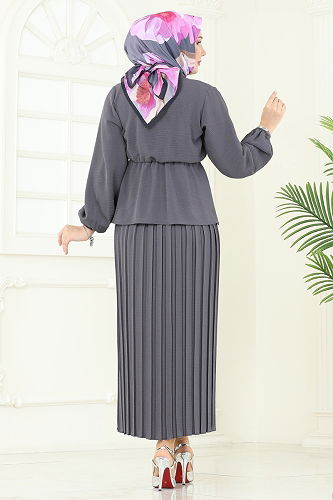 moda selvim طقم رمادي غامق 1334MP806 - Thumbnail