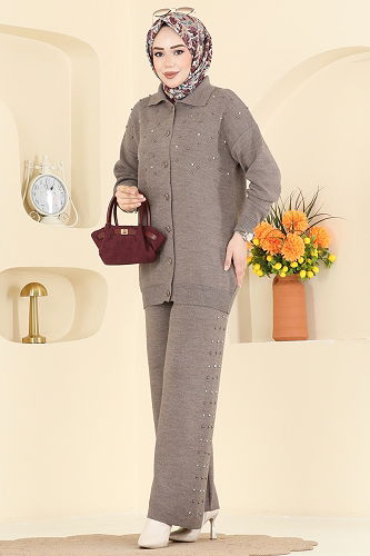 moda selvim طقم بيج غامق 1335MT581 - Thumbnail