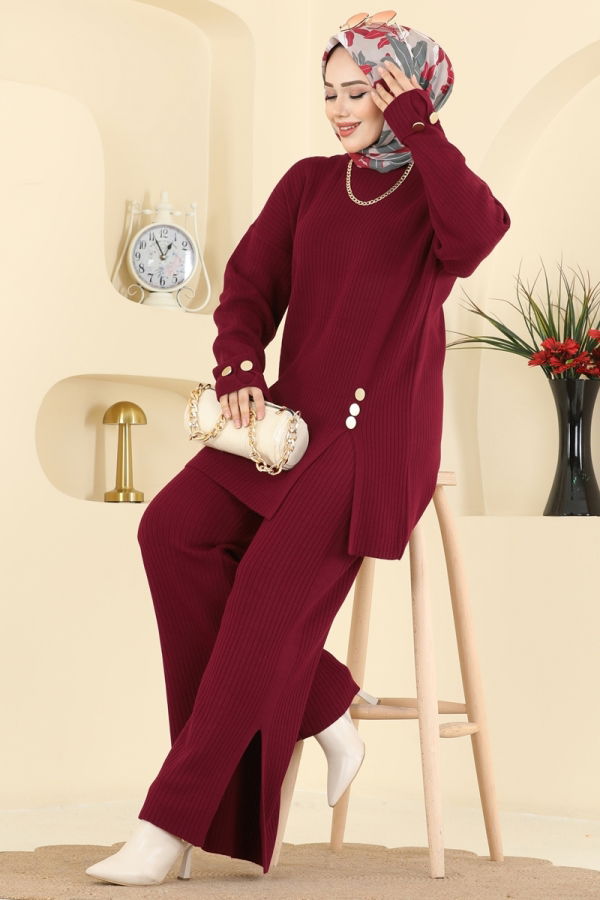 Modaselvim Hijab Combinations Combined 1336MT581 Burgundy