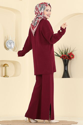 moda selvim طقم خمري 1336MT581 - Thumbnail