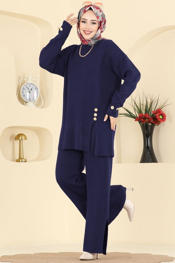 Modaselvim Hijab Combinations Combined 1336MT581 Navy Blue