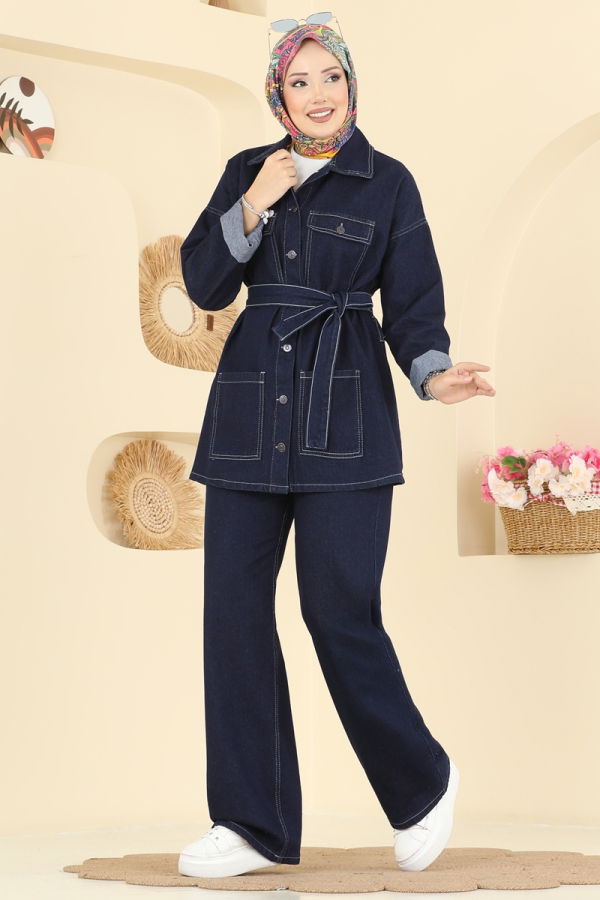 Modaselvim Hijab Combinations Combined 1339ANT466 Dark Denim
