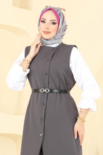 moda selvim طقم رمادي غامق 1349MP806 - Thumbnail