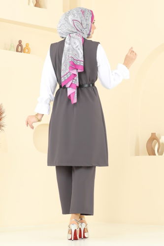moda selvim طقم رمادي غامق 1349MP806 - Thumbnail