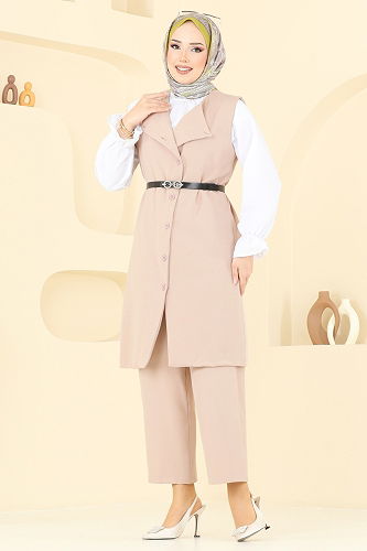 moda selvim طقم بيج 1349MP806 - Thumbnail