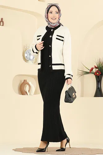 moda selvim Combined 1355MT581 Black&Ecru - Thumbnail