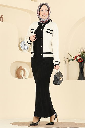 moda selvim طقم اسود سكري 1355MT581 - Thumbnail