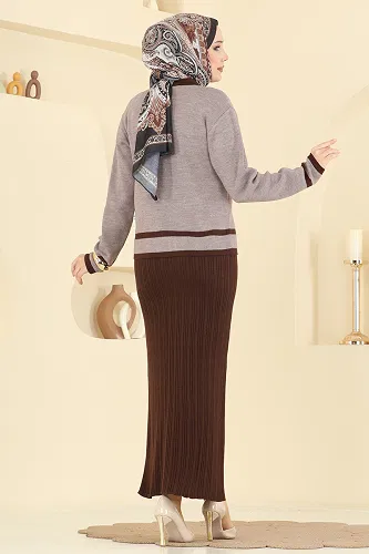 moda selvim طقم قهوة ومنك داكن 1355MT581 - Thumbnail