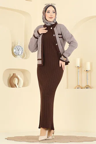 moda selvim طقم قهوة ومنك داكن 1355MT581 - Thumbnail