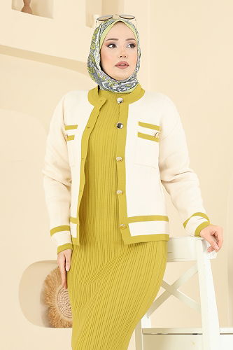 moda selvim طقم أخضر وسكري 1355MT581 - Thumbnail