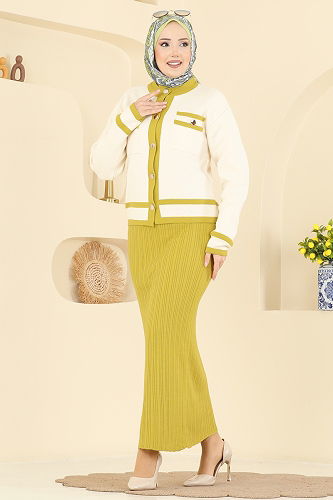 moda selvim طقم أخضر وسكري 1355MT581 - Thumbnail