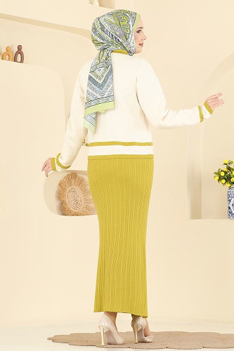 moda selvim طقم أخضر وسكري 1355MT581 - Thumbnail