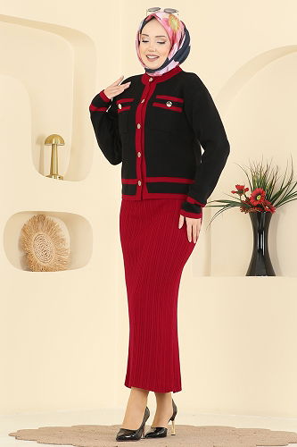 moda selvim طقم أحمر و أسود 1355MT581 - Thumbnail