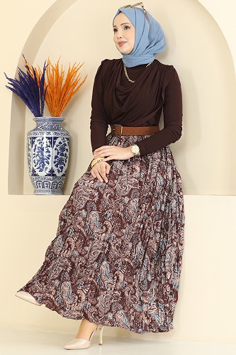 moda selvim طقم بني 1377ANT466 - Thumbnail