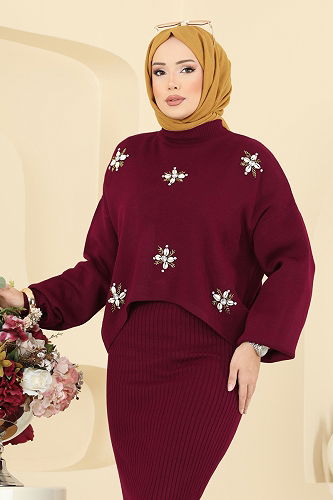 moda selvim Combined 1402MT581 Burgundy - Thumbnail