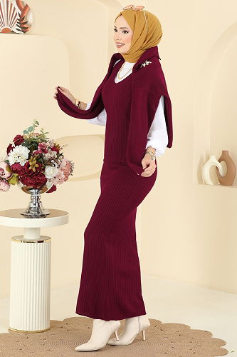 moda selvim طقم خمري 1402MT581 - Thumbnail