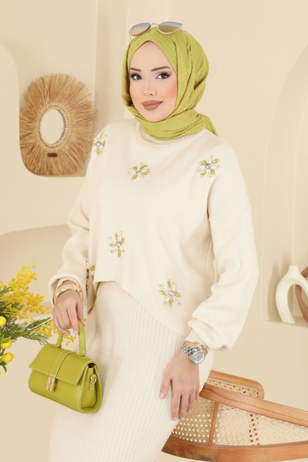 Modaselvim Hijab Combinations Combined 1402MT581 Stone