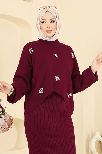 moda selvim Combined 1409MT581 Burgundy - Thumbnail