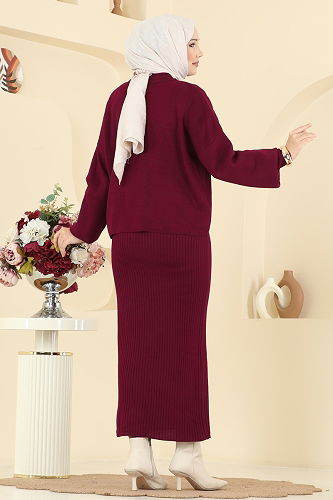 moda selvim طقم خمري 1409MT581 - Thumbnail