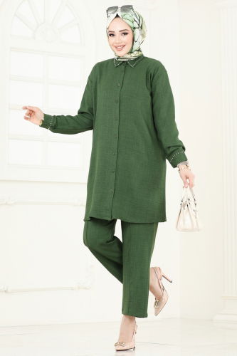 moda selvim طقم أخضر 140HBS856 - Thumbnail