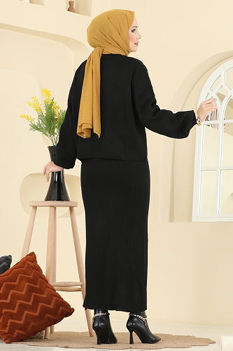 moda selvim طقم أسود 1425MT581 - Thumbnail